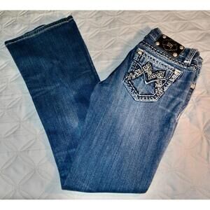 Miss Me Jeans Women's Size 27 Signature Rise Boot Cut Blue Denim Embellished